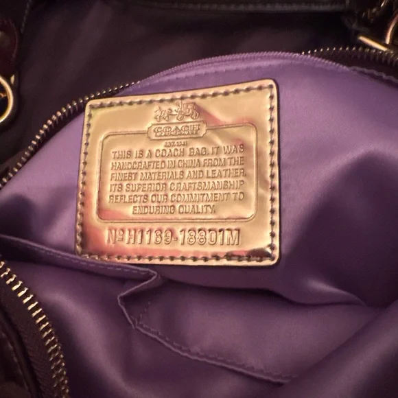 Coach Brown Signature Logo Nylon Shoulder Bag with Gold Hardware - Picture 3 of 7